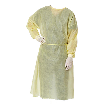 PPE Isolation Gown, Yellow, Universal Size, 30GSM
